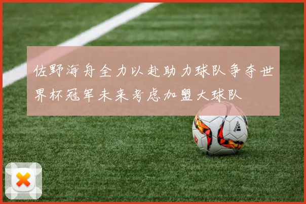 佐野海舟全力以赴助力球队争夺世界杯冠军未来考虑加盟大球队